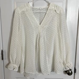 By the river white blouse too long sleeve flowy boho sheer small